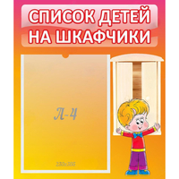 Стенд "Список детей на шкафчики" №1 - «globural.ru» - Ангарск