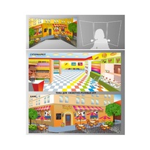 Стенд для сюжетно-ролевых игр 2-х сторонний (супермаркет, кафе) - «globural.ru» - Ангарск